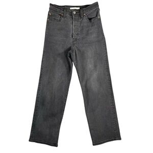 Levi's Women's Ribcage Straight‎ Ankle Grey/Black Button Fly Jeans Size 27